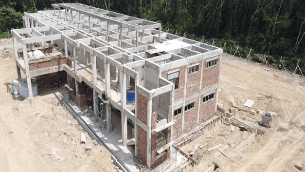 Blasting and painting operations on offshore structure
