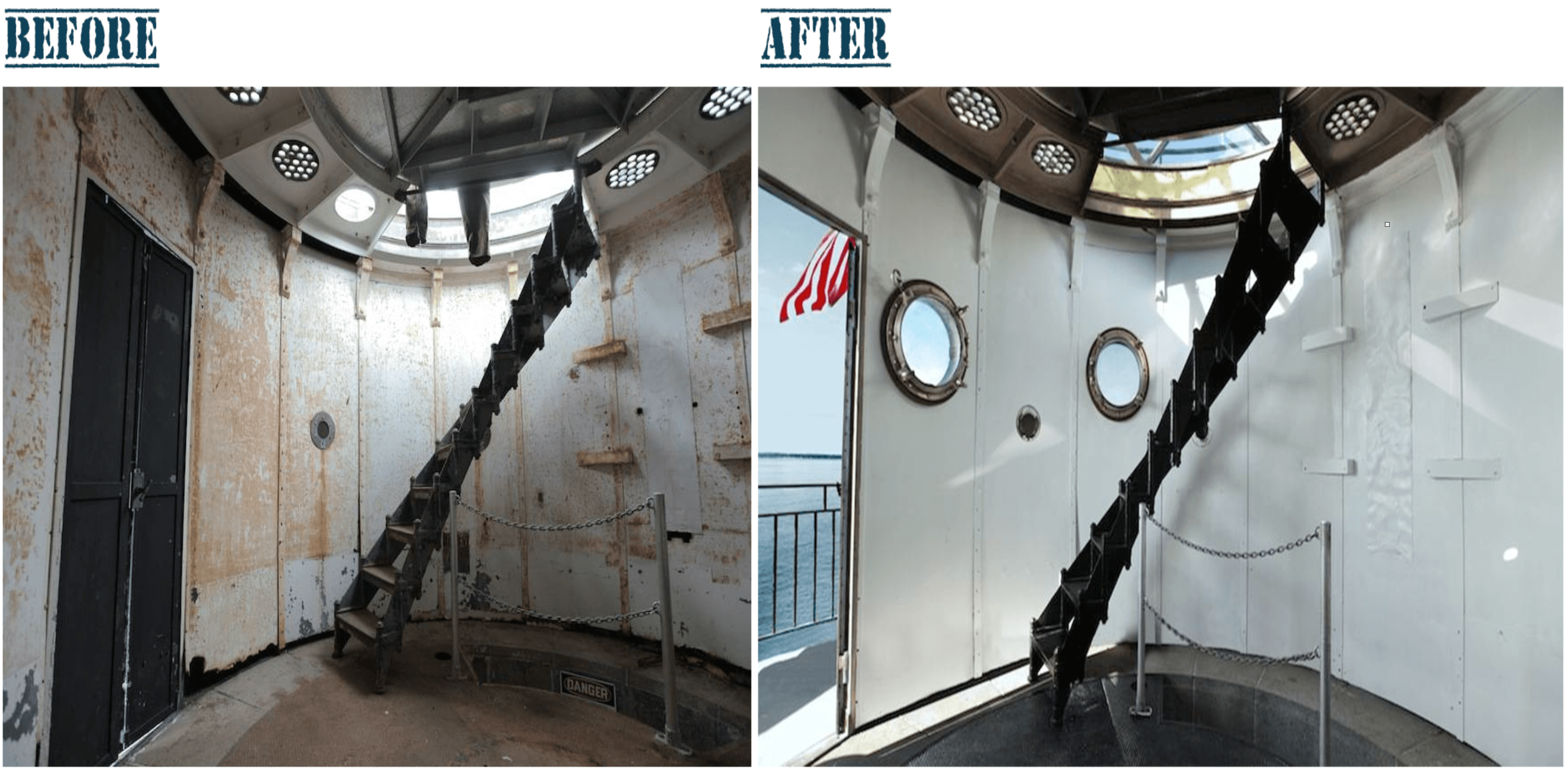 FASTART team performing abrasive blasting on a Shell vessel